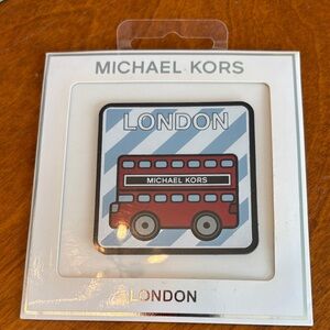 Michael Kors Red London Bus leather sticker for MK leather bags.